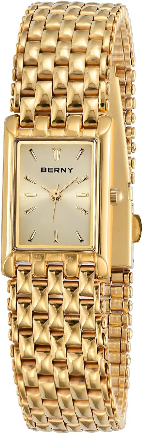 BERNY Relojes de Oro de la Sra actualizan Relojes de Cuarzo de la Sra. Correas de Acero Inoxidable Relojes de Oro pequeños Relojes de Oro de la Sra. Herramientas de Pulsera de Moda de Ocio de Lujo
