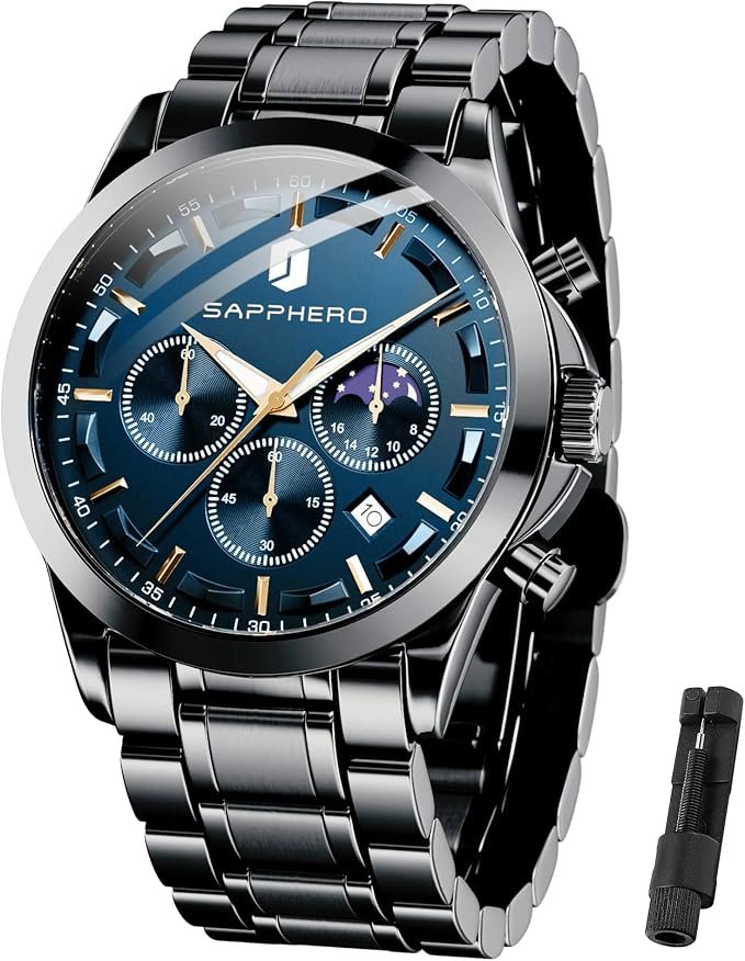 Relojes para Hombre Cronógrafo Indicación de Fecha 50M Reloj de Pulsera Impermeable Reloj de Pulsera clásico para Hombre Relojes analógicos de Cuarzo de Lujo Casual con Correa