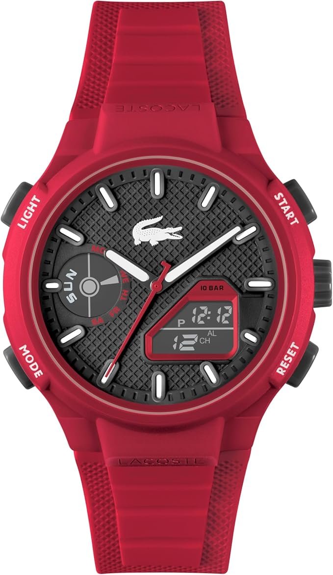 Lacoste Reloj cronógrafo analógico y Digital para Hombre LC33 Collection con Correa de Silicona