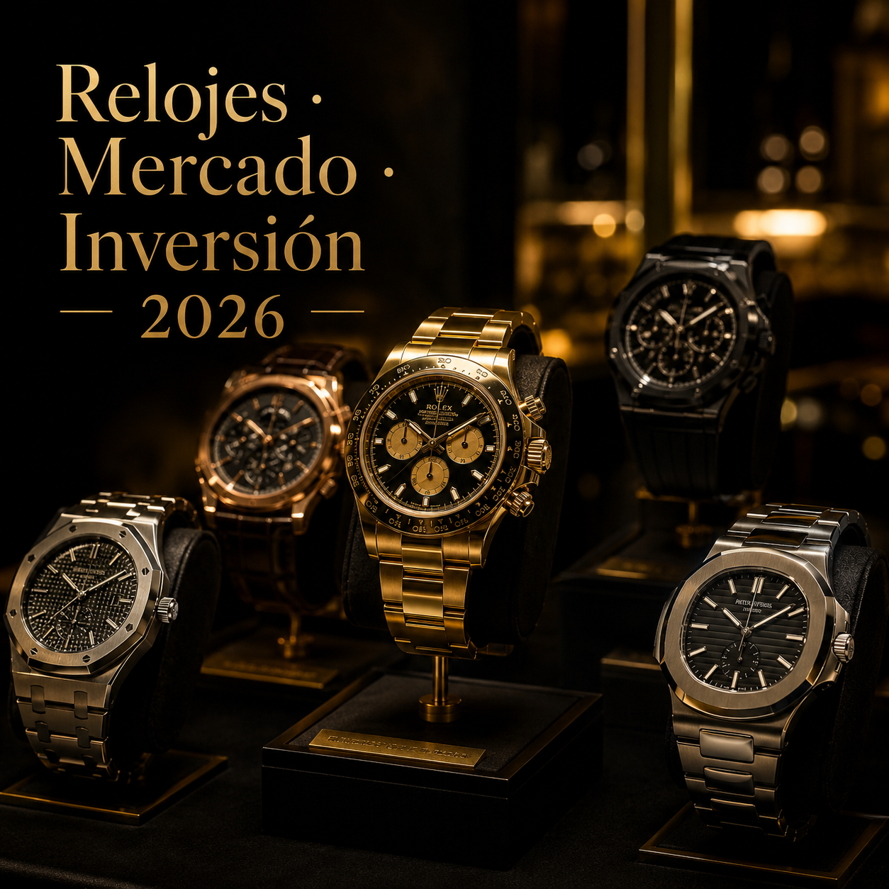 Subasta de relojes de lujo con compradores e inversores en 2026 analizando el mercado de alta relojería
