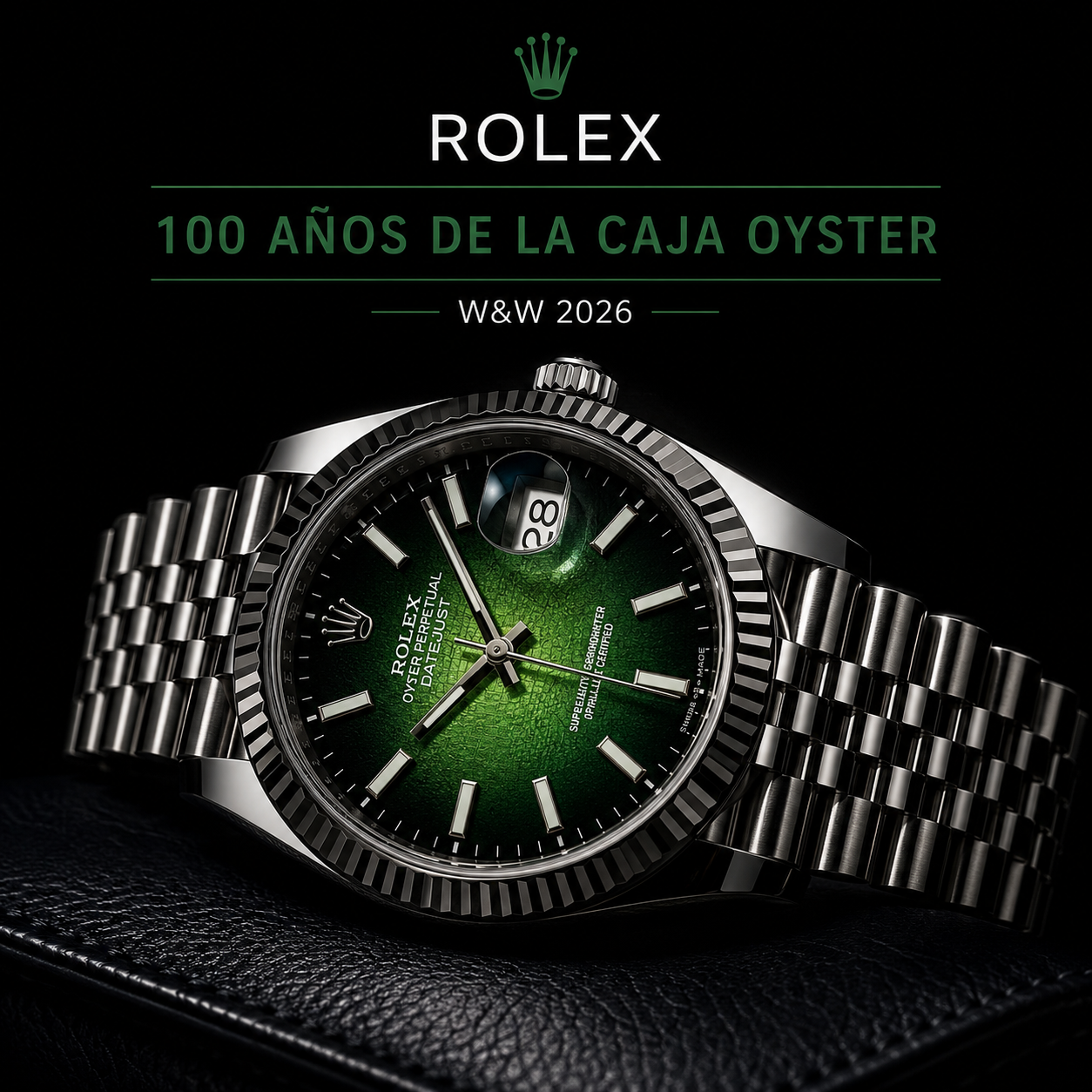 Rolex Datejust 41 con esfera ombré verde degradada, lanzamiento Watches & Wonders 2026 para el centenario de la caja Oyster
