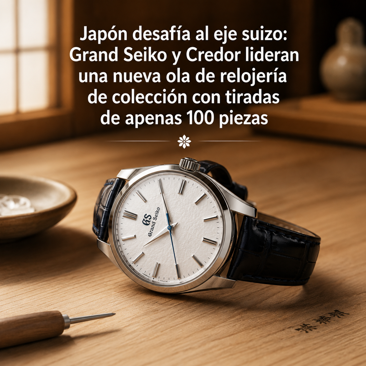 Reloj japonés Credor con esfera de porcelana artesanal sobre madera de cerezo, representando el auge de Grand Seiko y Credor en julio de 2026